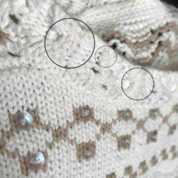 Vintage Chunky Knit Cozy Sweater Winter Fair Isle Style Stripe Sequin Lizsport S - Picture 6 of 7